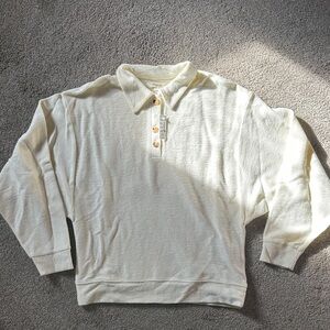 NWT Madewell Cream Cord Like Collared Sweater with Button Details SZ XXS